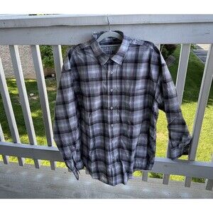 Enro Non Iron Black/White/Grey Mens Check Dress Shirt XL - Long Sleeve